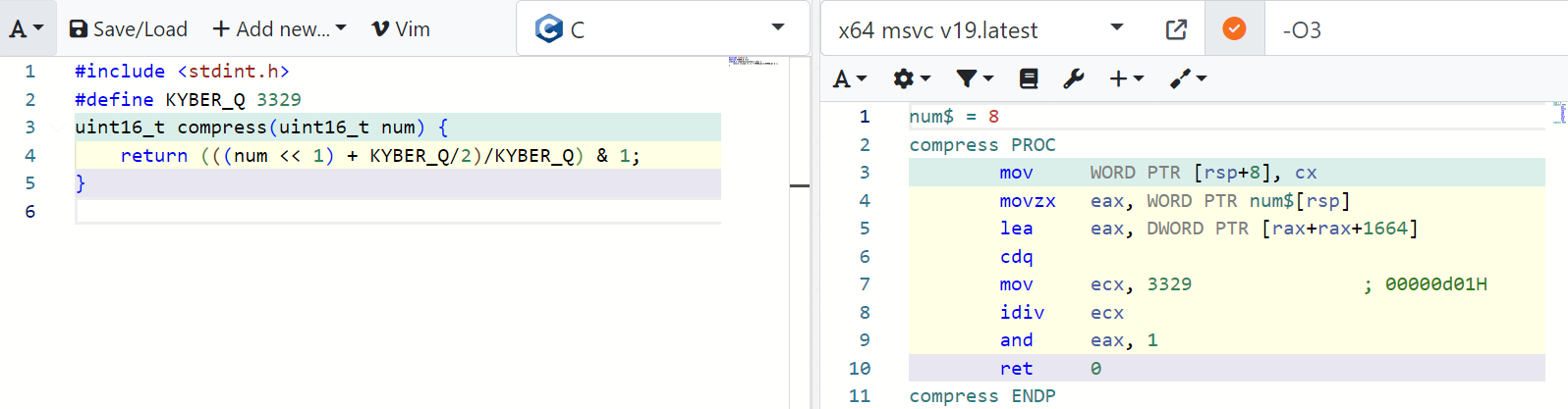 Compilation result: x64 msvc v19.latest